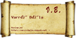 Varró Béla névjegykártya